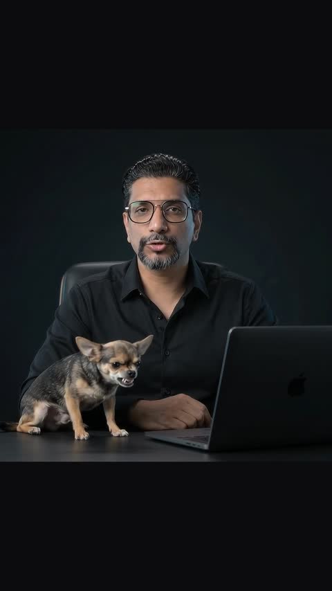 Seated desk-set avatar video with a laptop