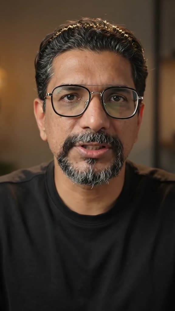 Vertical talking-head video of a founder's AI avatar